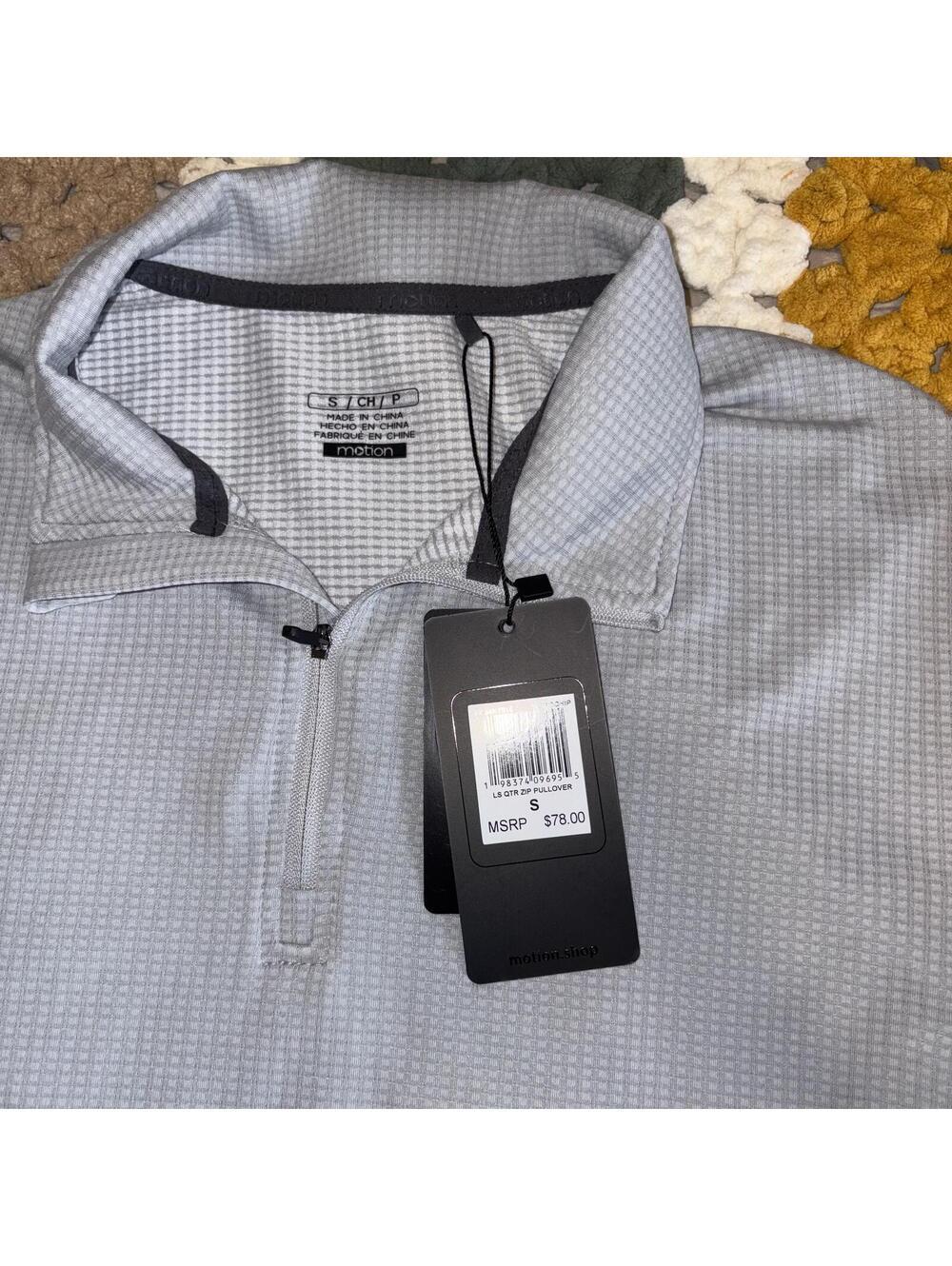 Motion NEW $78 Gray Mens S Quarter Zip Pullover Microchip Performance Stretch